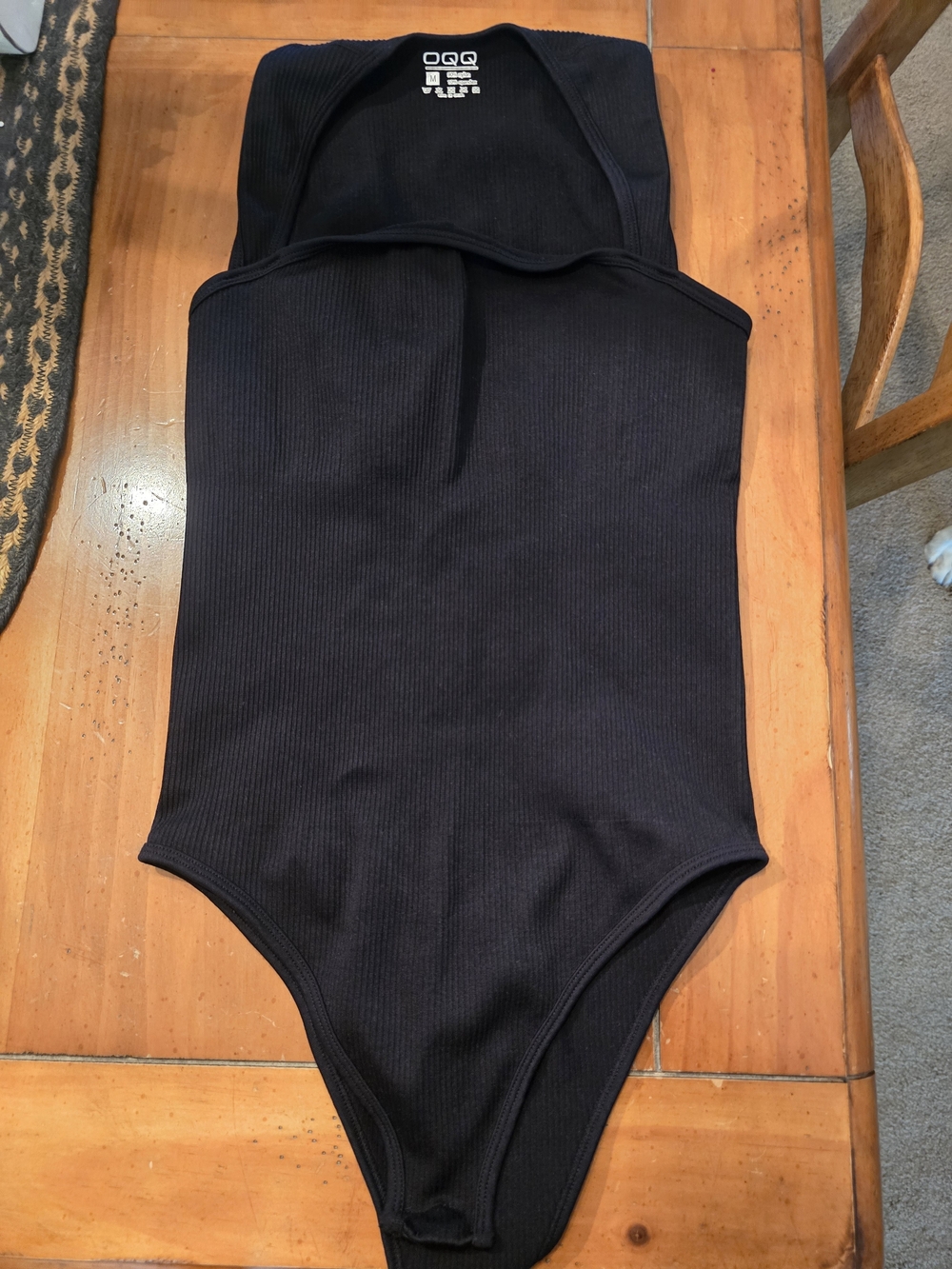 Black Ribbed OQQ Bodysuit Medium